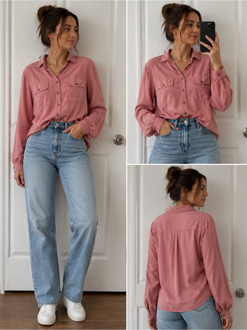 Topshop Pink Double Pocket Utility Shirt – US 2 / UK 6